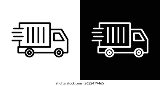Moving truck icon shape graphic simple plain clipart symbol. thin line outline art