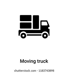 Moving truck icon vector isolated on white background, logo concept of Moving truck sign on transparent background, filled black symbol