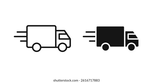 Moving truck icons set for website design