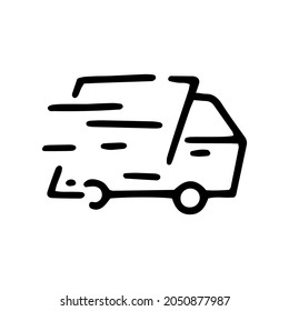 moving truck line vector doodle simple icon