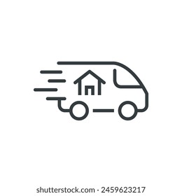 moving truck move transportation vehicle icon, vector illustration