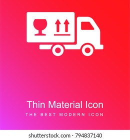 Moving truck red and pink gradient material white icon minimal design
