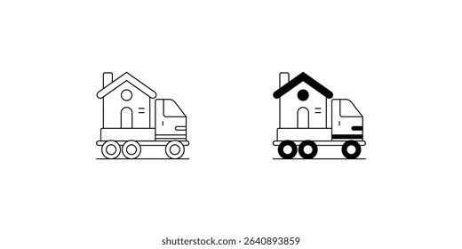 moving truck set icon with white background vector stock illustration