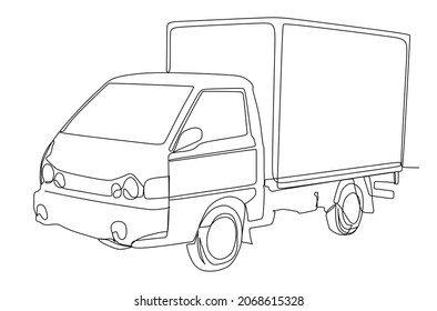 Moving truck van continuous one line drawing