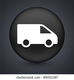 Moving Van on Black Round Button