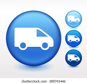 Moving Van on Blue Round Button