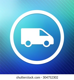 Moving Van on Blue Round Button