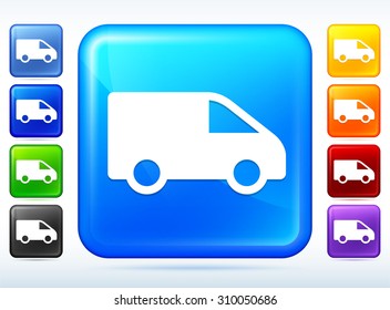 Moving Van on Blue Square Button