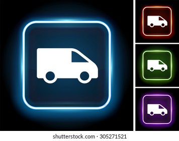 Moving Van on Glow Square Button