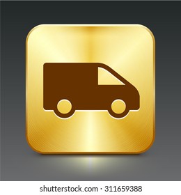 Moving Van on Gold Square Button