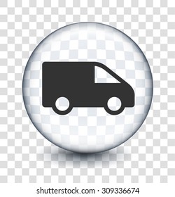 Moving Van on Transparent Round Button