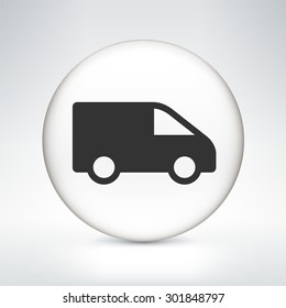 Moving Van on White Round Button