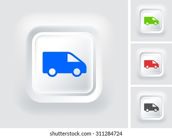 Moving Van on White Square Button