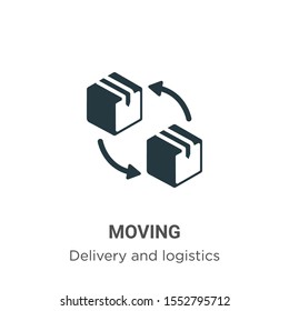 Moving vector icon on white background. Flat vector moving icon symbol sign from modern delivery and logistics collection for mobile concept and web apps design.