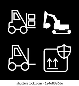 moving vector set. With fragile, forklift and excavator icons in set