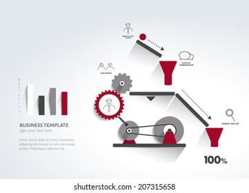 Moving working mechanism. Infographics diagram. Vector illustration. 