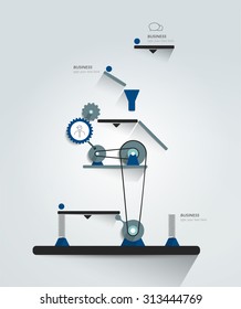 Moving working mechanism. Infographics robotic diagram, chart, scheme. Vector illustration.