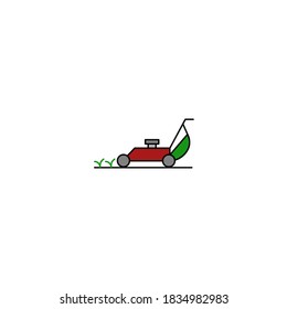 Mow grass icon. Farm and agriculture icon. Simple, flat, outline, color.