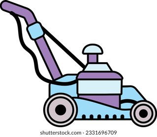 mow the grass or plants icon design, Housekeeping symbol, Office caretaker sign, porter or cleanser equipment stock illustration, Lawn Mower Machine concept