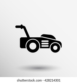 Mower icon vector lawn grass cutter care business landscaping.
