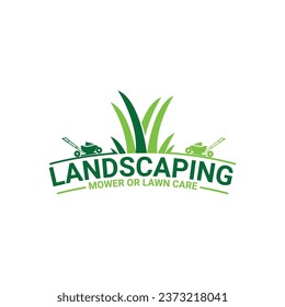 Mower And lawn Care And Landscaping logo design Vector Template