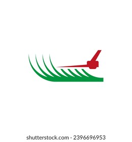 Mowing grass and lawn. Vector drawing.