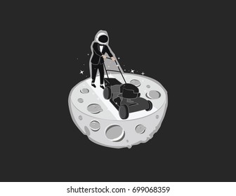 Mowing moon man