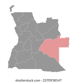 Moxico province map, administrative division of Angola.