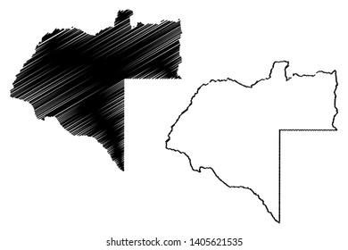 Moxico Province (Provinces of Angola, Republic of Angola) map vector illustration, scribble sketch Moshiko map