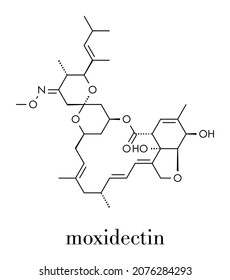 Moxidectin anthelmintic drug molecule. Skeletal formula.