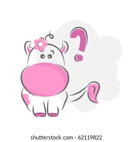 Moxy Patty the cow confused, vector.