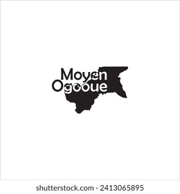 Moyen Ogooue Gabon map and black letter design on white background