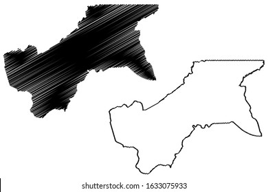 Moyen-Ogooue Province (Subdivisions of Gabon, Gabonese Republic) map vector illustration, scribble sketch Moyen Ogooue map