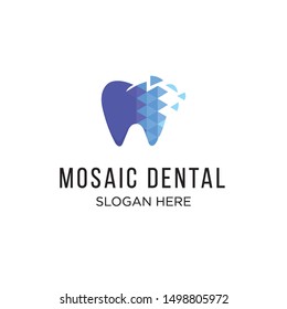Mozaic dental logo design template isolated vector