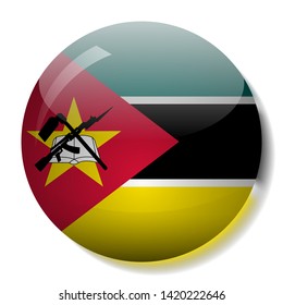 Mozambican flag glass button vector illustration