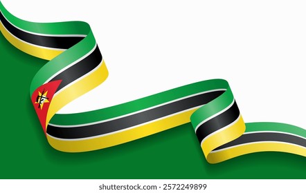 Mozambican flag wavy abstract background. Vector illustration.