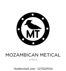 mozambican metical icon vector on white background, mozambican metical trendy filled icons from Africa collection, mozambican metical simple element illustration