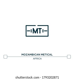 mozambican metical vector line icon. Simple element illustration. mozambican metical outline icon from africa concept. Can be used for web and mobile
