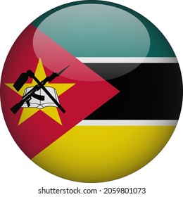 Mozambique 3D Rounded Country Flag Icon