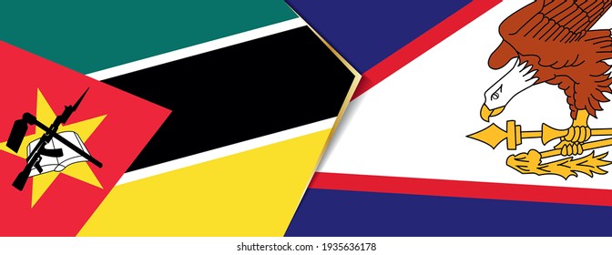 Mozambique and American Samoa flags, two vector flags symbol of relationship or confrontation.