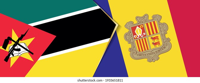 Banderas de Mozambique y Andorra, dos banderas vectoriales símbolo de relación o enfrentamiento.
