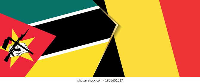 Mozambique and Belgium flags, two vector flags symbol of relationship or confrontation.