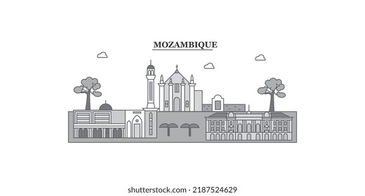 Mozambique City Skyline Isolated Vector Illustration, Icons