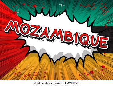 Mozambique - Comic book style text.