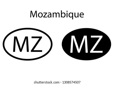 Mozambique country code icon.  Iso code country domain name.   MZ - Mozambique  abbreviated. vector
