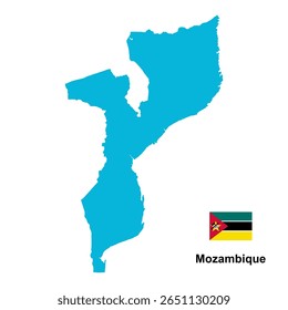 Mozambique country map. Vector illustration of Mozambique map.