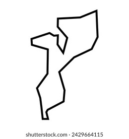 Mozambique country thick black outline silhouette. Simplified map. Vector icon isolated on white background.