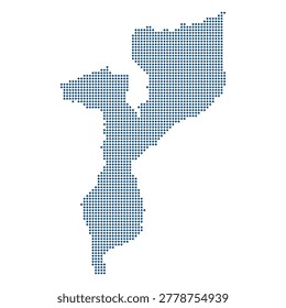 Mozambique dotted map blue minimal transparent background vector