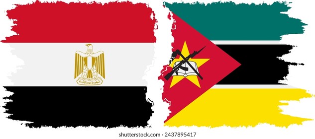 Mozambique and Egypt grunge flags connection, vector