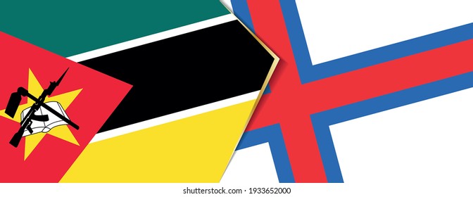 Mozambique and Faroe Islands flags, two vector flags symbol of relationship or confrontation.
